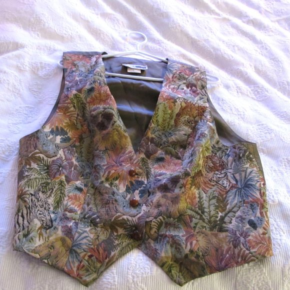 Rare vintage BlossomRosen Dividends jungle tapestry vest ( size 14) - Picture 1 of 4